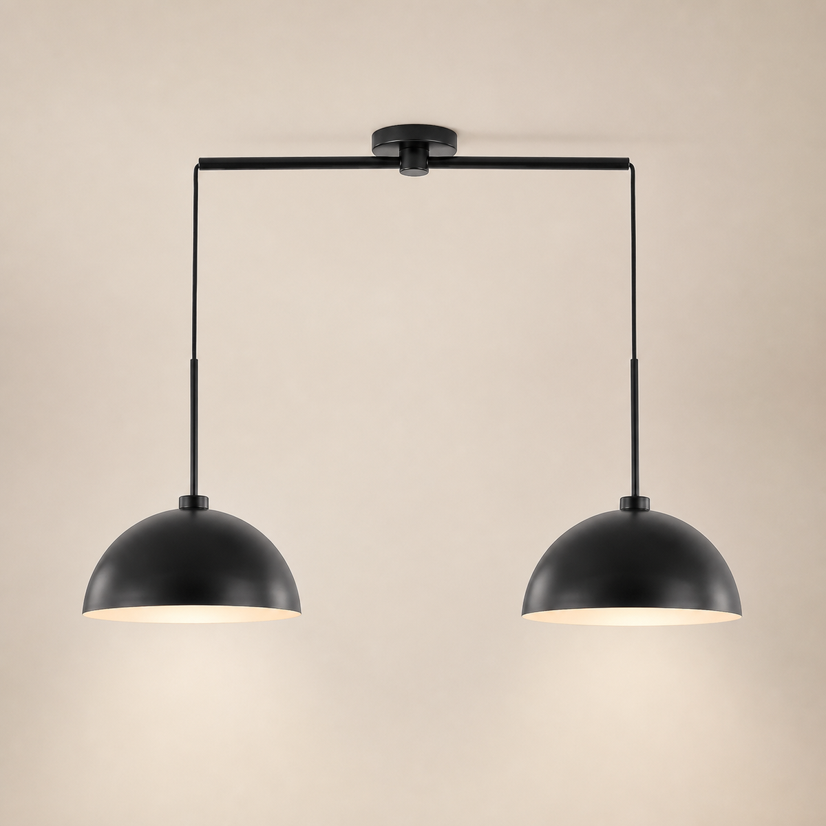 Resto Glow AI product image 2026-08-03 — clean background — 41-Inch Matte Black Double Pendant Light for Restaurant Tables and Kitchen Islands