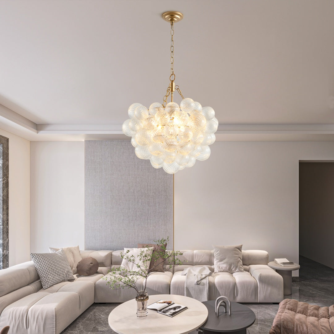 20-Inch Gold Pendant with Threaded Clear Glass Globe for Restaurant Dining Rooms — view 3