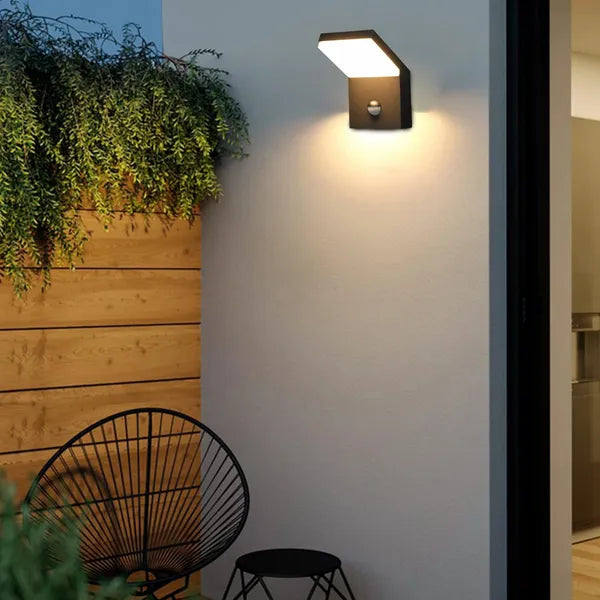 Matte Black Motion-Sensor Wall Light — Restaurant Patio & Entry — view 5