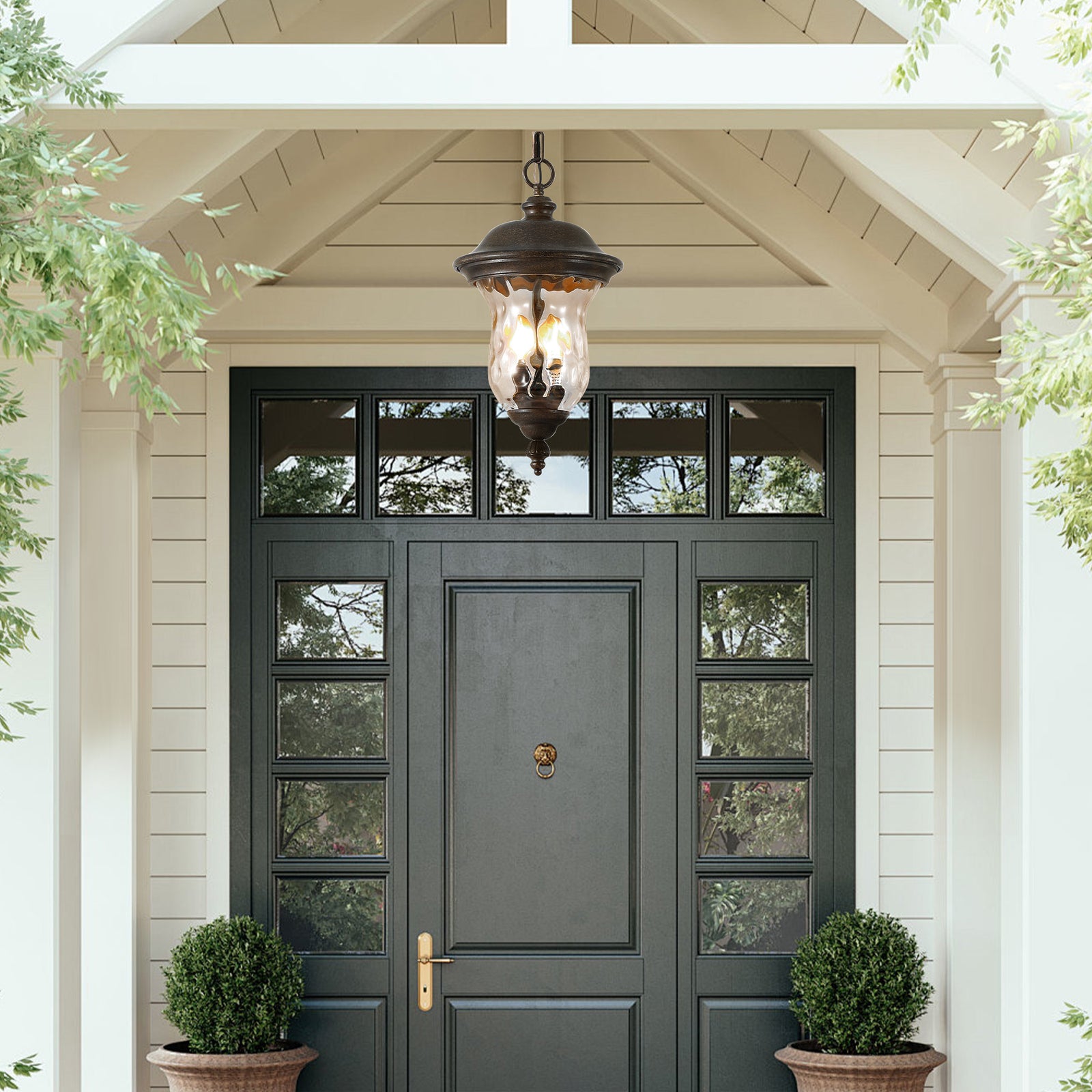 Weatherproof Rustic Clear-Glass Hanging Lantern for Restaurant Patios — view 2