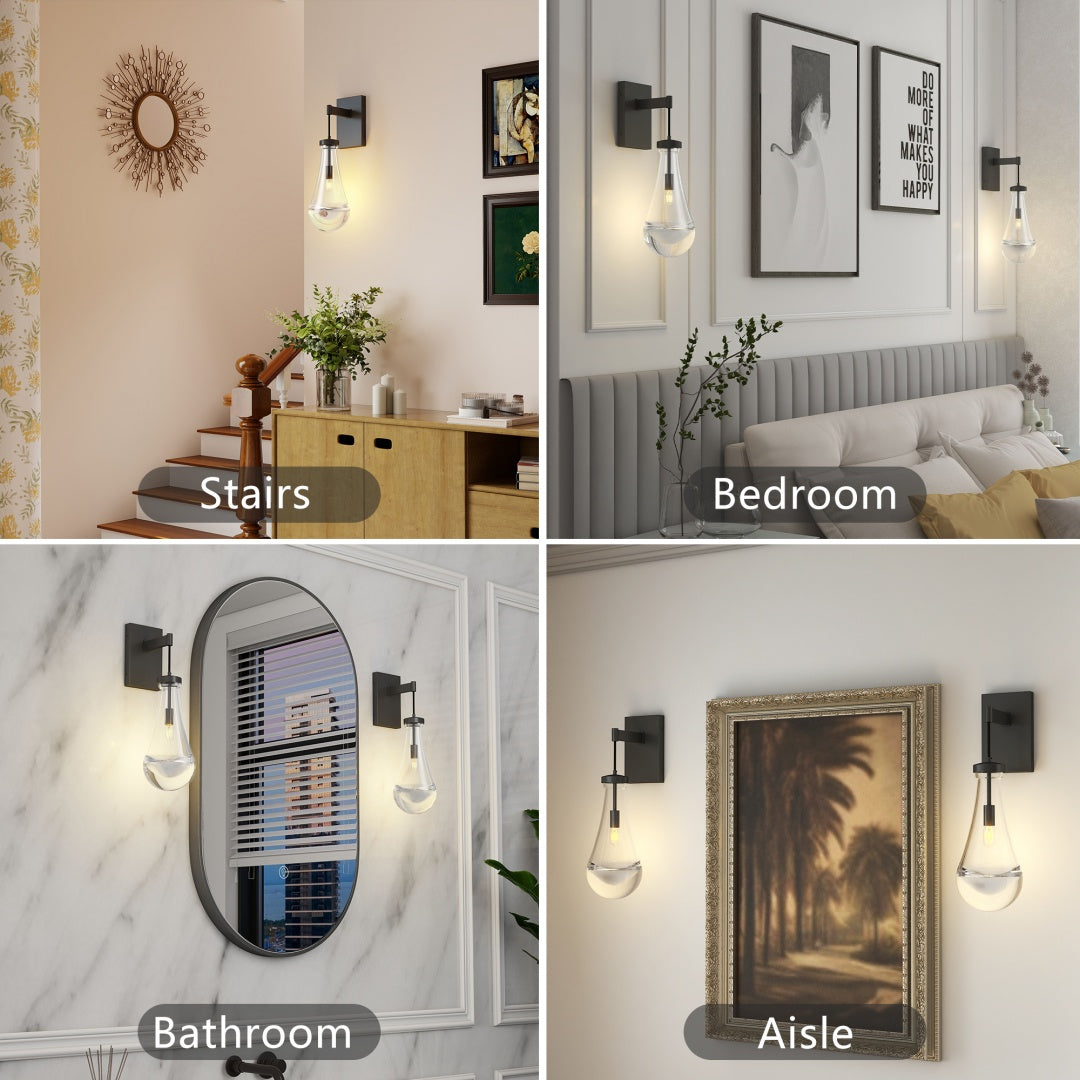 Black Clear-Glass Wall Sconce — Restaurant Bar — view 6