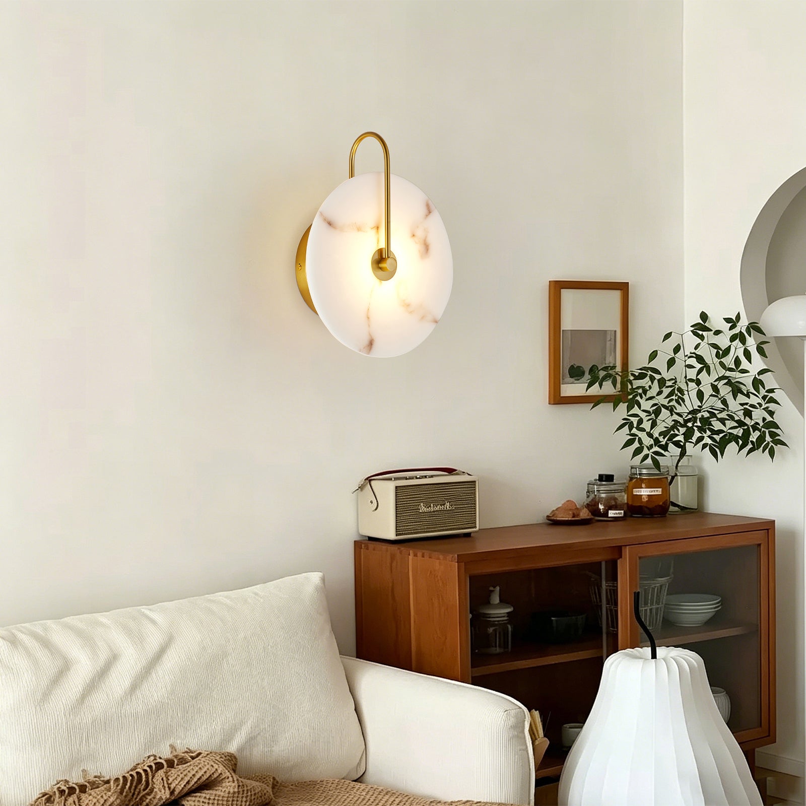 Gold Natural-Marble Wall Sconce — 9.8-Inch Dining Accent — view 2