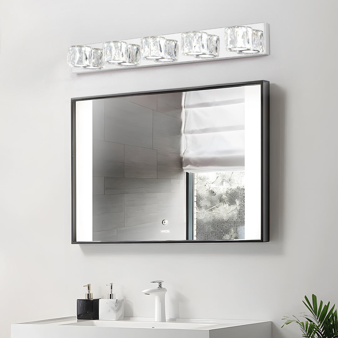 Chrome 5-Light LED Crystal Wall Sconce for Restaurant Restrooms and Hallways — view 5