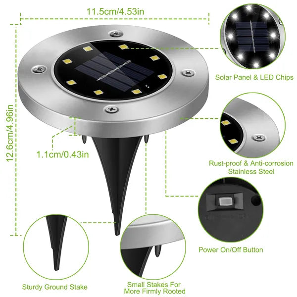 4-Piece Solar In-Ground Path Lights — Restaurant Patio — view 5