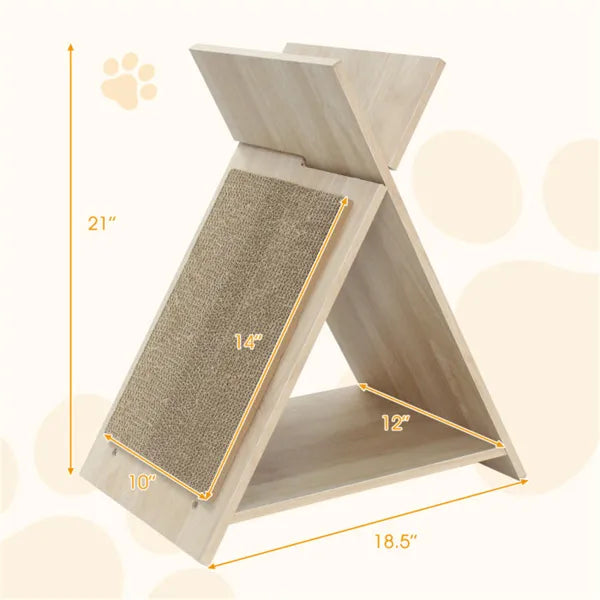 Multi-Functional Wooden Scratcher Lounge with Tunnel for Cat Cafés, Adoption Rooms, and Durable Play Corners — view 5