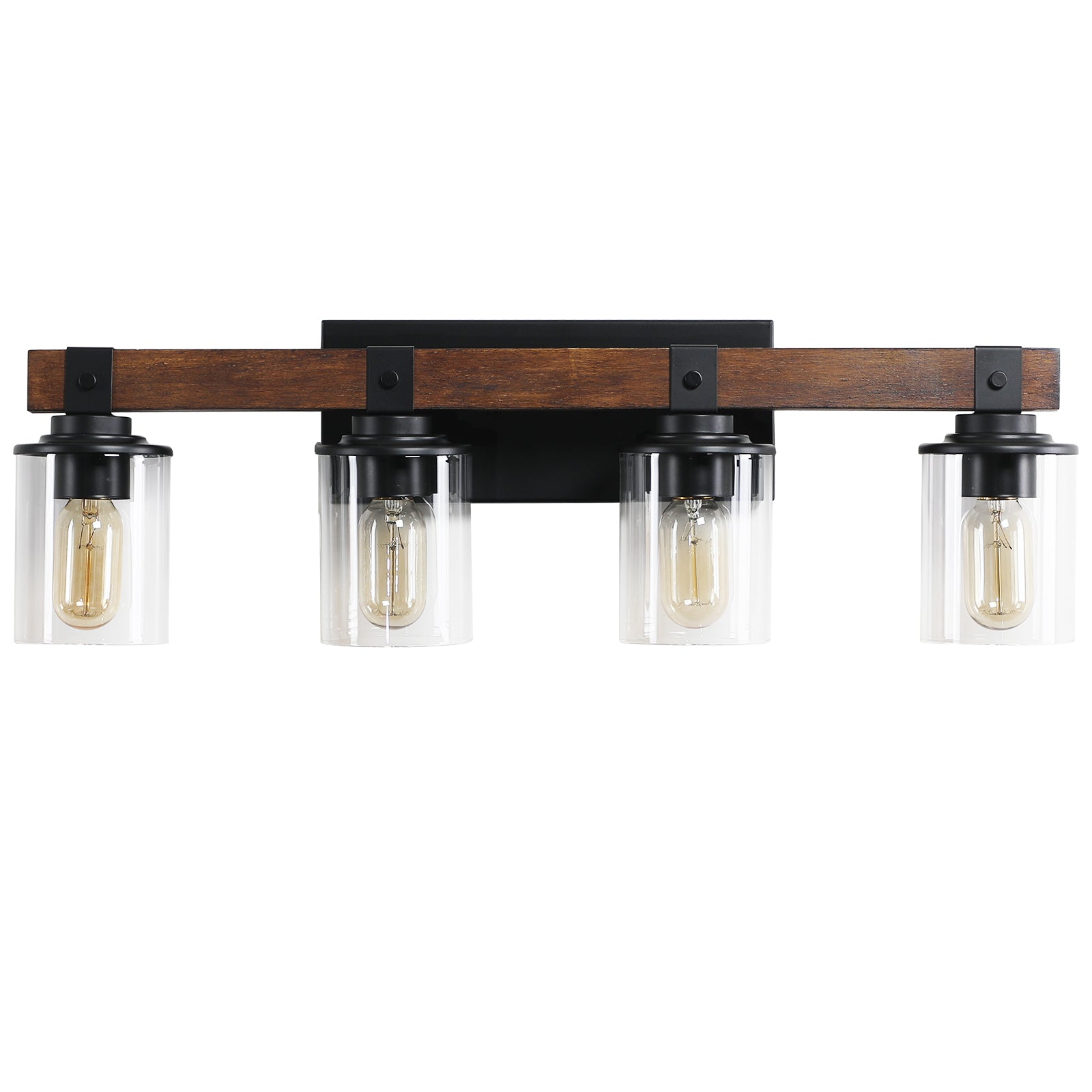 Rustic 4-Light Glass and Wood Vanity Sconce for Restaurant Restrooms — view 11