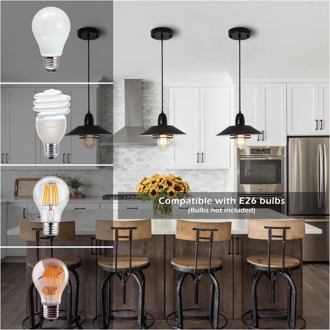 Farmhouse Black Spring-Frame Pendant Light for Restaurant Tables and Kitchen Counters — view 2