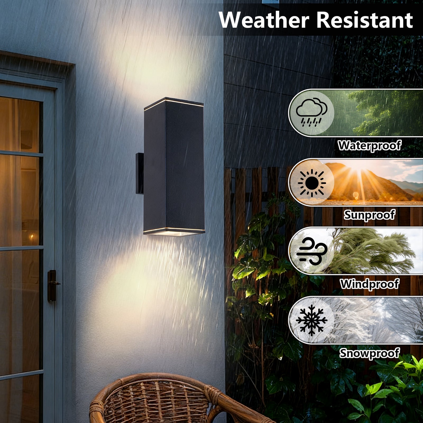 12-Inch Square Up/Down Porch Lights (4-Pack) — Restaurant Patio — view 1