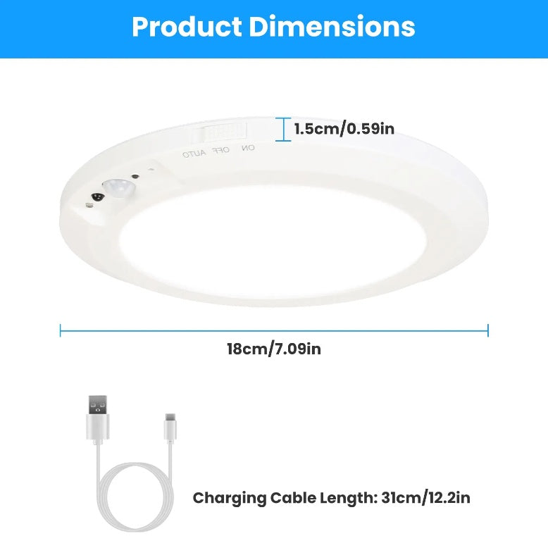 Rechargeable Motion-Sensor Flush Ceiling Light — Restaurant Hallway — view 4