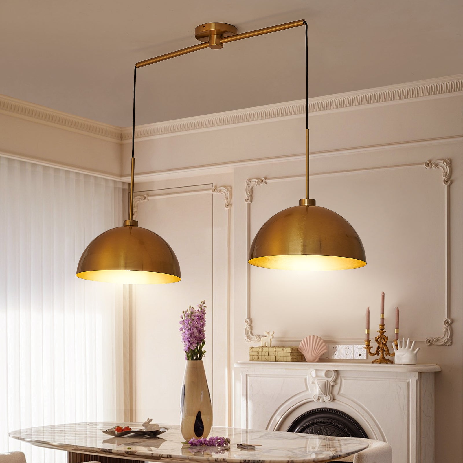 41-Inch Copper Double Pendant Light for Restaurant Dining Rooms and Kitchen Islands — view 6