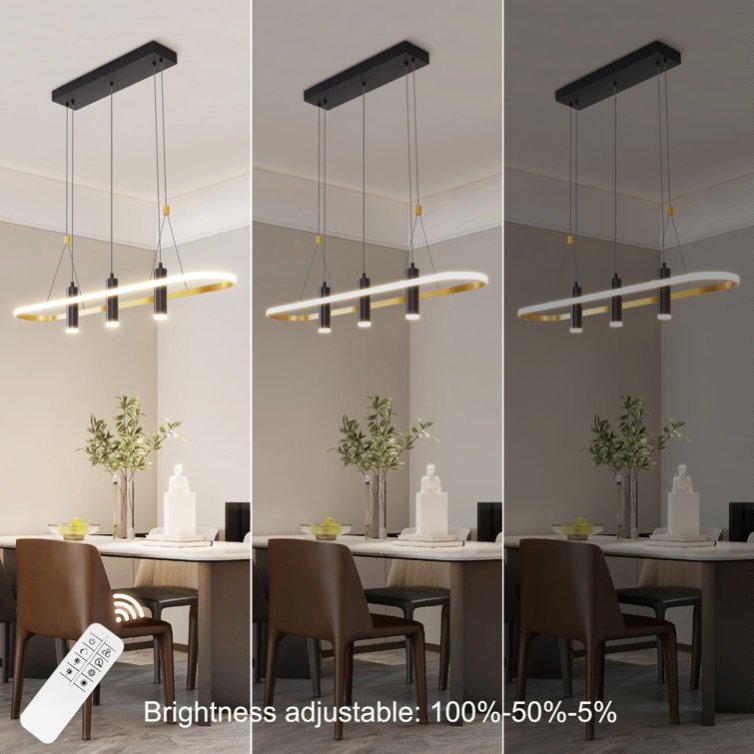 4-Light Black & Gold LED Pendant — Restaurant Dining — view 6
