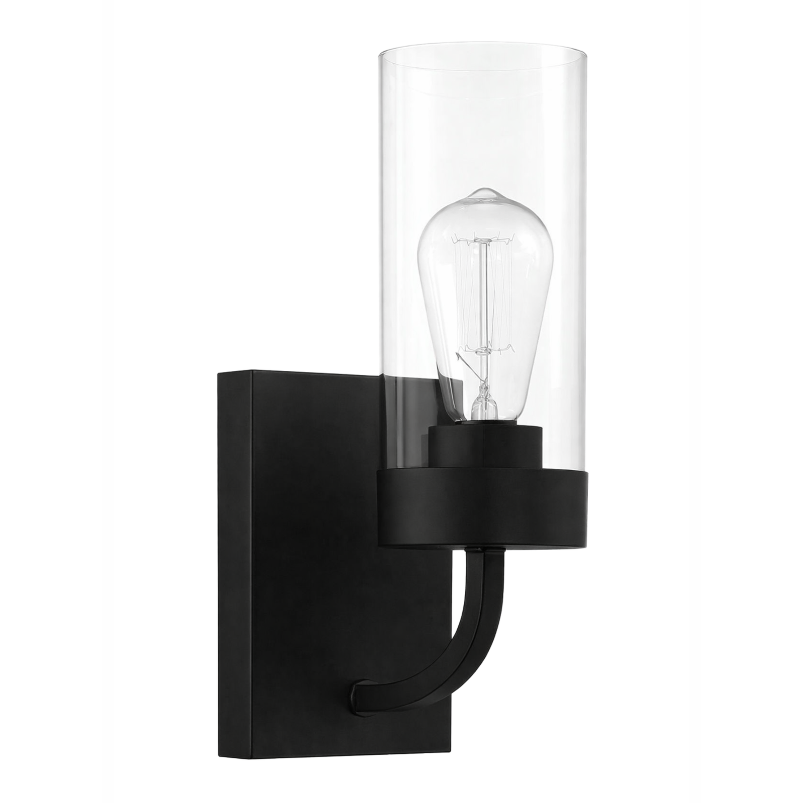 Black Metal + Clear Glass Wall Sconce — Restaurant Corridor Light — view 5