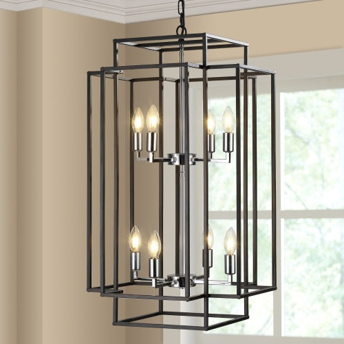 Industrial Farmhouse 8-Lantern Tiered Chandelier for Restaurant Dining Rooms — view 1