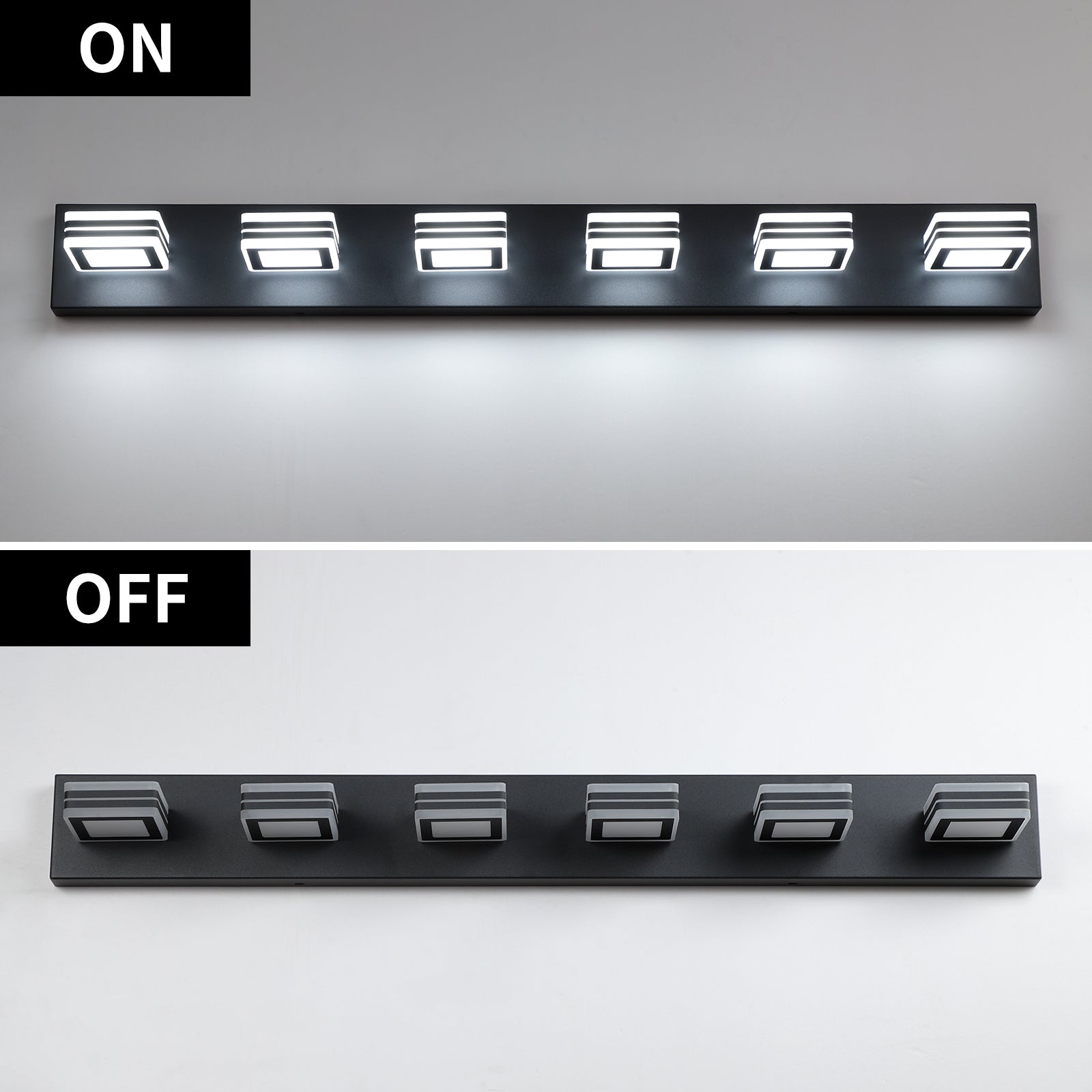 39-Inch Black 6-Light LED Vanity Fixture for Restaurant Restrooms and Mirrors — view 6