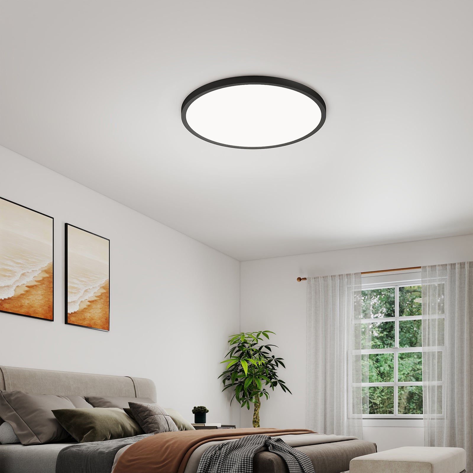 4-Pack Black Dimmable LED Flush-Mount Ceiling Lights for Restaurant Dining Areas — view 1