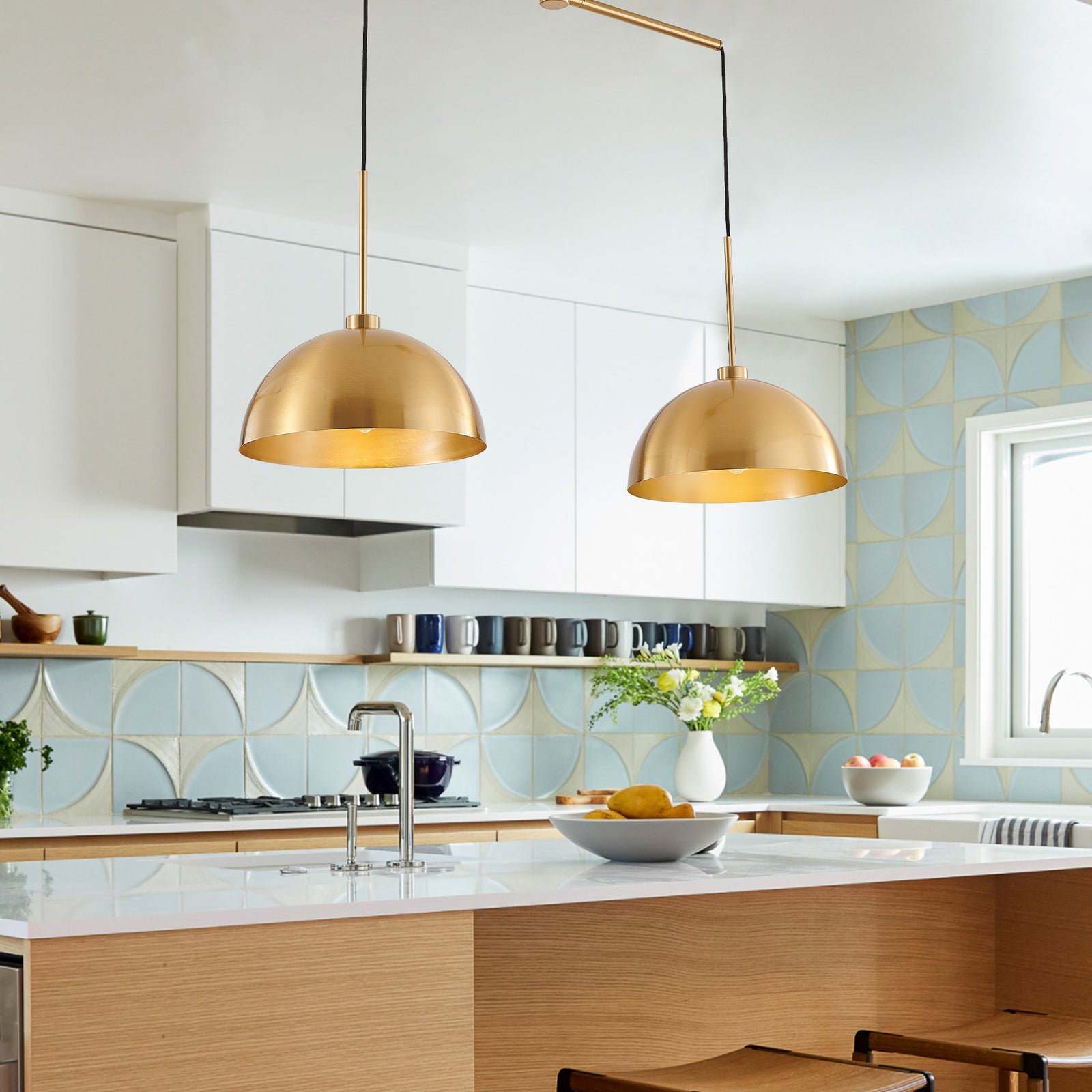 41-Inch Copper Double Pendant Light for Restaurant Dining Rooms and Kitchen Islands — view 1
