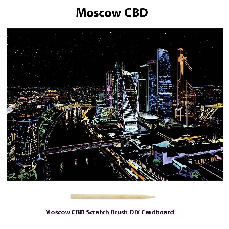 City Night Scene Colorful Diy Scraping Living Room Decorative Painting — view 2