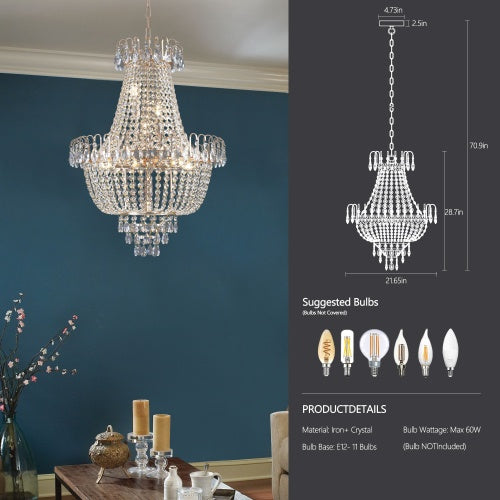Large Gold Crystal Chandelier for Restaurant Dining Rooms and Hotel Lobbies — view 3