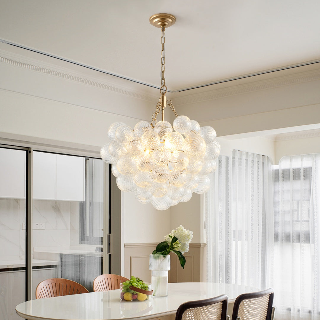 20-Inch Gold Pendant with Threaded Clear Glass Globe for Restaurant Dining Rooms — view 2