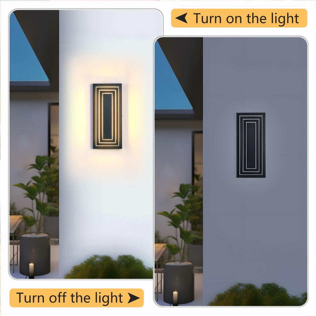 3-Tier Black Waterproof LED Wall Sconces for Restaurant Entrances (2-Pack) — view 2