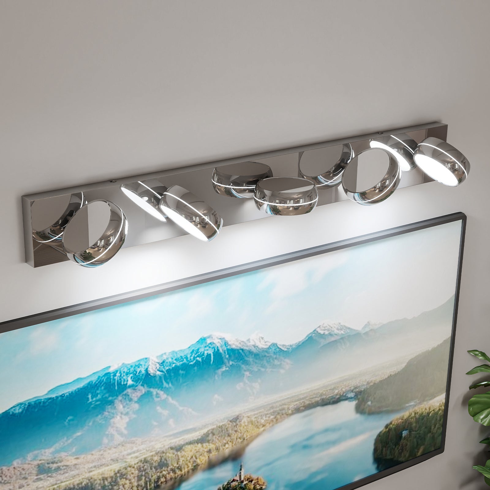 35-Inch Chrome 5-Light LED Vanity Bar for Restaurant Restrooms and Bar Mirrors — view 6