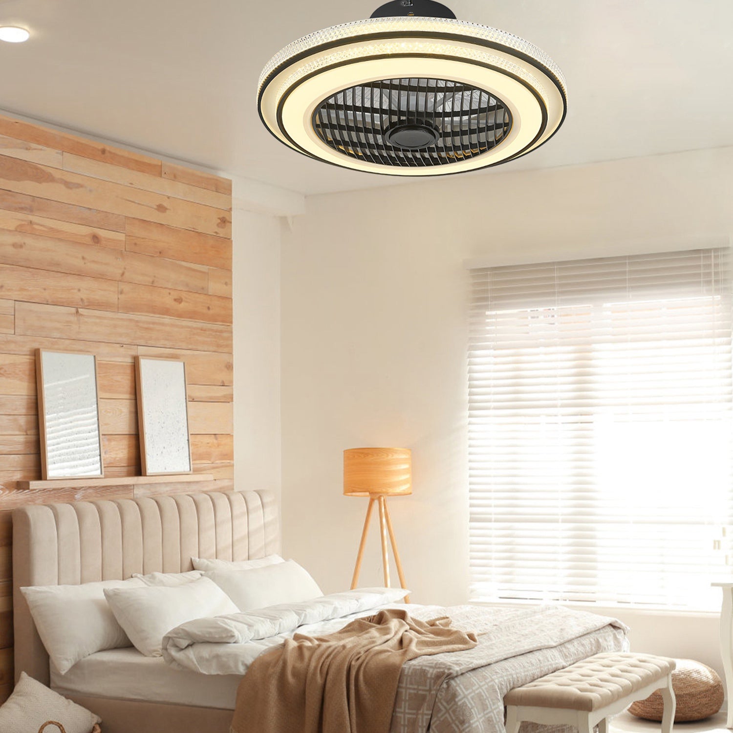 20.5-Inch Black Ceiling Fan with 30W LED — Restaurant Dining — view 9