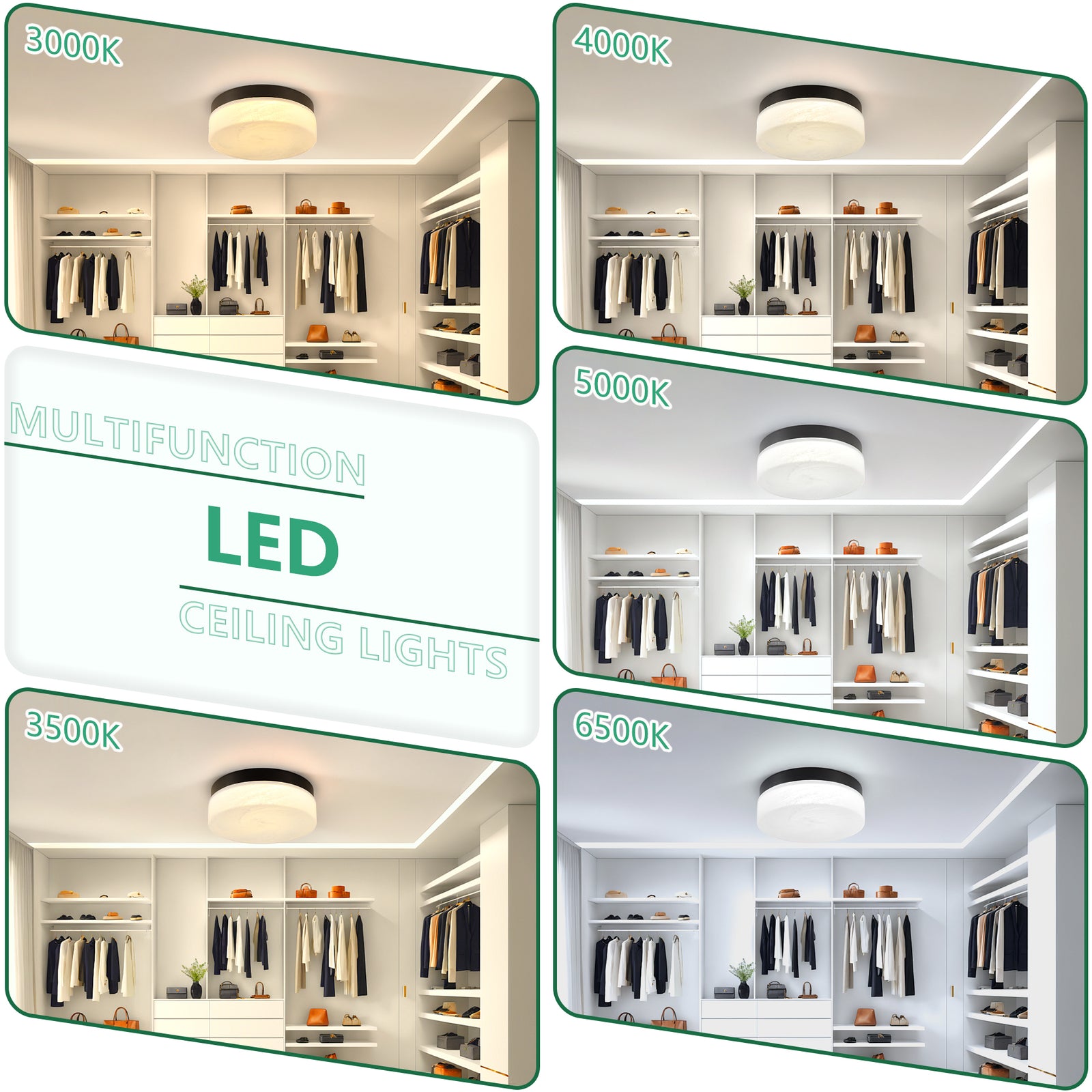 12-Inch Black 24W LED Flush-Mount Ceiling Light for Restaurant Dining Rooms — view 6