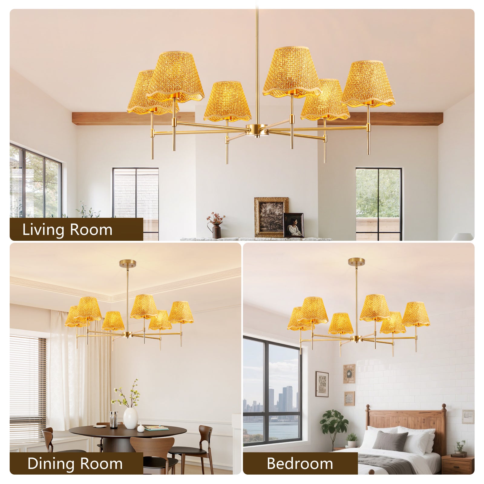 Boho Rattan 6-Light Chandelier for Restaurant Dining Rooms and Kitchen Islands — view 2