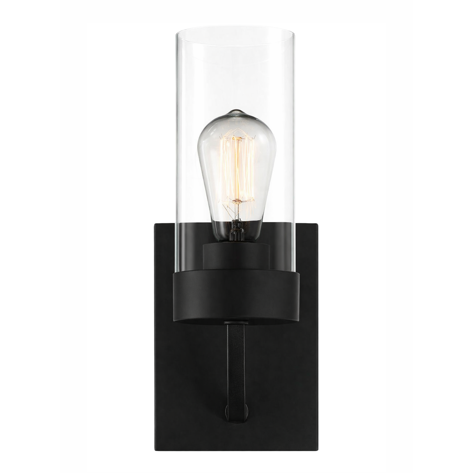Black Metal + Clear Glass Wall Sconce — Restaurant Corridor Light — view 2