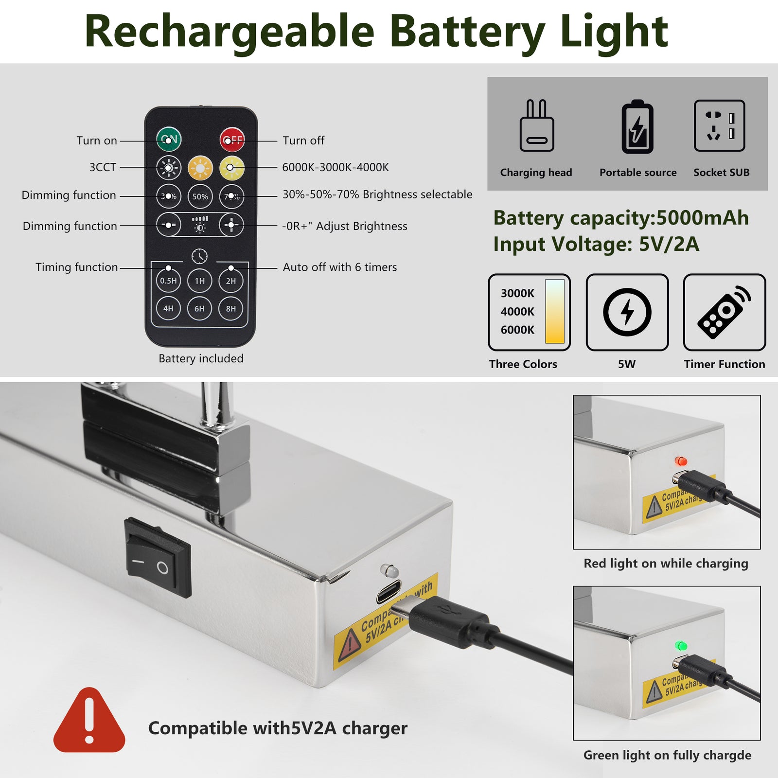 16-Inch Rechargeable Chrome Picture Light for Restaurant Art and Menu Displays — view 7