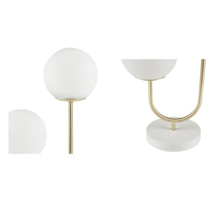 Modern Gold & White Globe Table Lamp — Two-Light Restaurant Accent — view 7