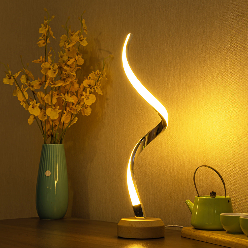 LED Spiral Table Lamp Modern Curved Desk Bedside Lamp Dimmable Warm White Night Light For Living Room And Bedroom — view 2