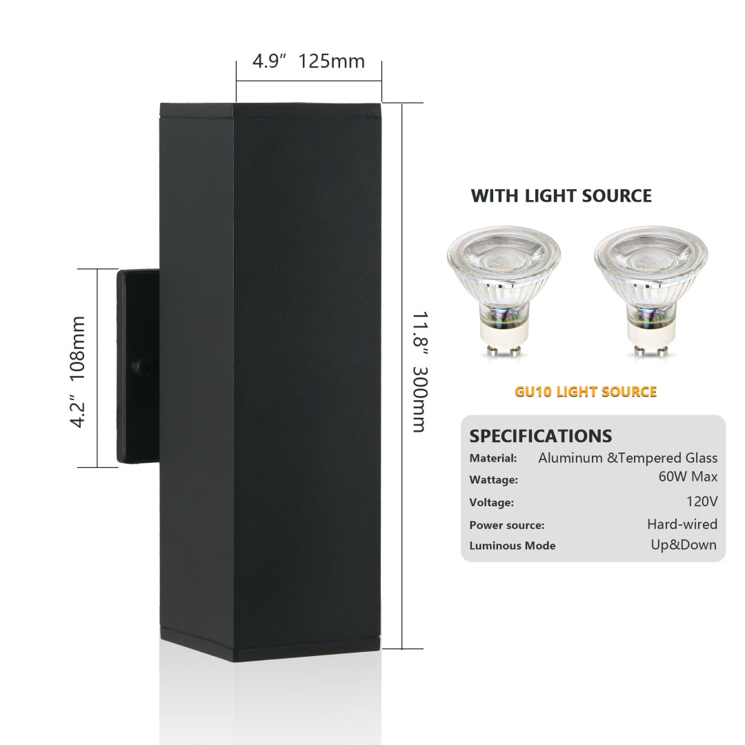 2-Pack Black Up and Down Weatherproof Wall Sconces for Restaurant Patios — view 10