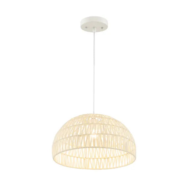 Height-Adjustable Farmhouse Rattan Pendant for Restaurant Dining Tables — view 4