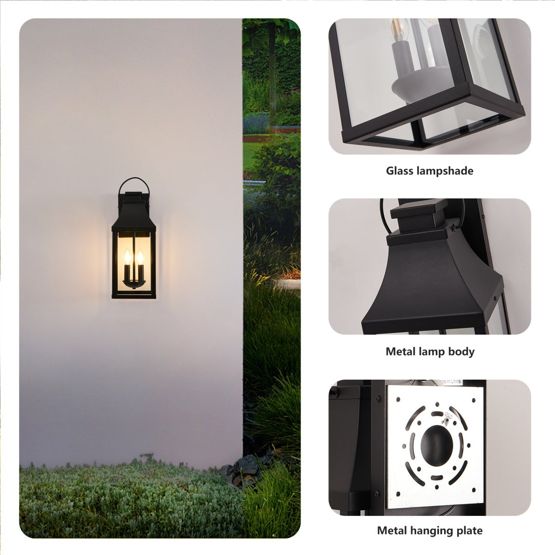 20-Inch Black Outdoor Wall Sconces — 2-Pack Restaurant Entry — view 7