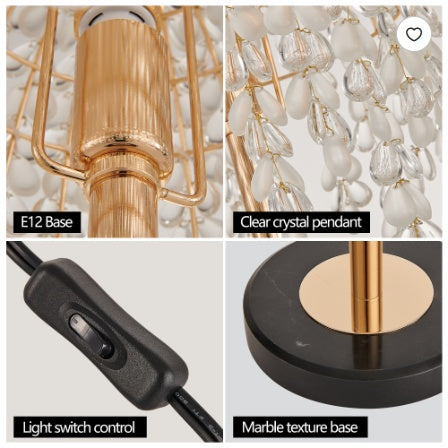 Gold Crystal Waterfall Table Lamp — 19-Inch Dining Accent — view 1