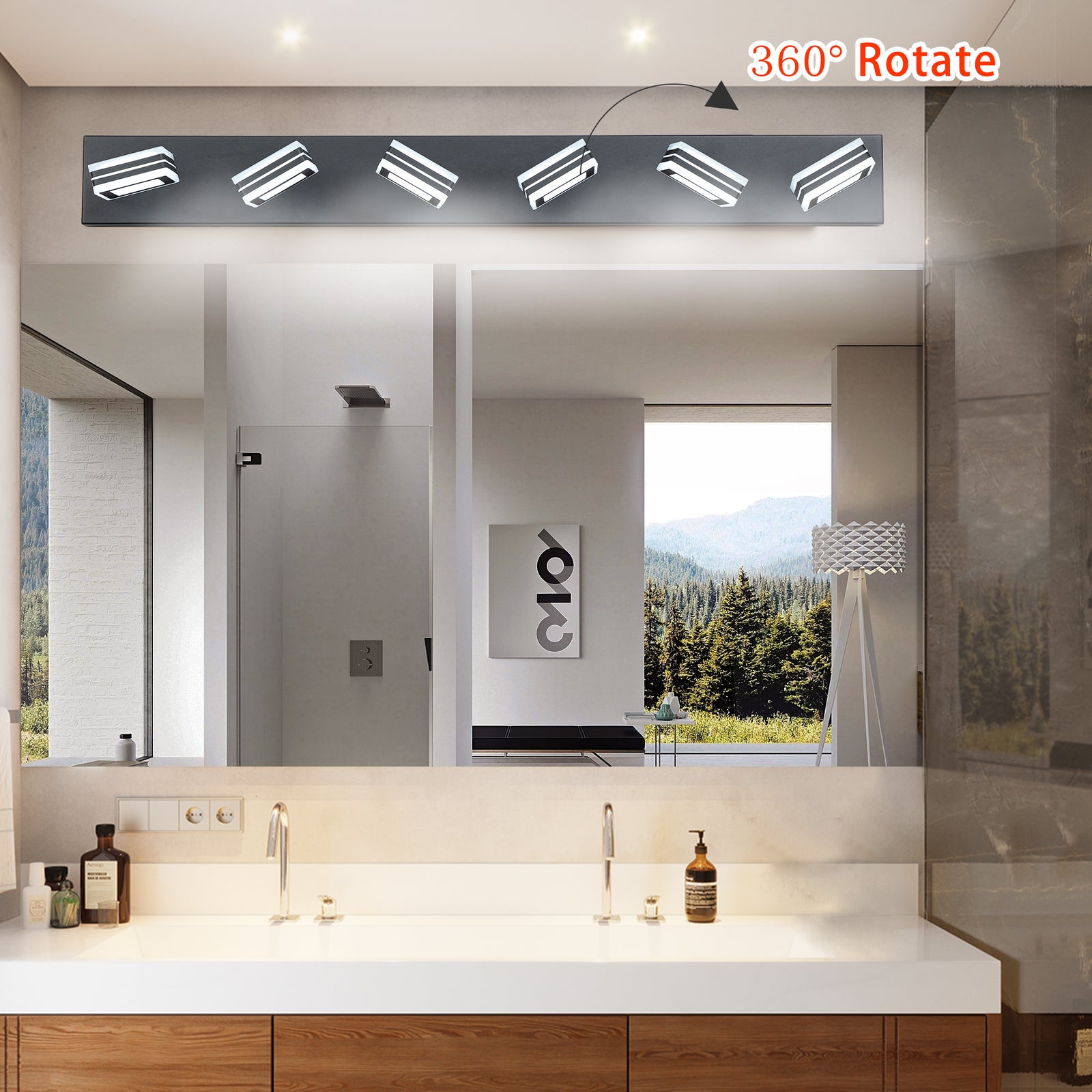 39-Inch Black 6-Light LED Vanity Fixture for Restaurant Restrooms and Mirrors — view 5