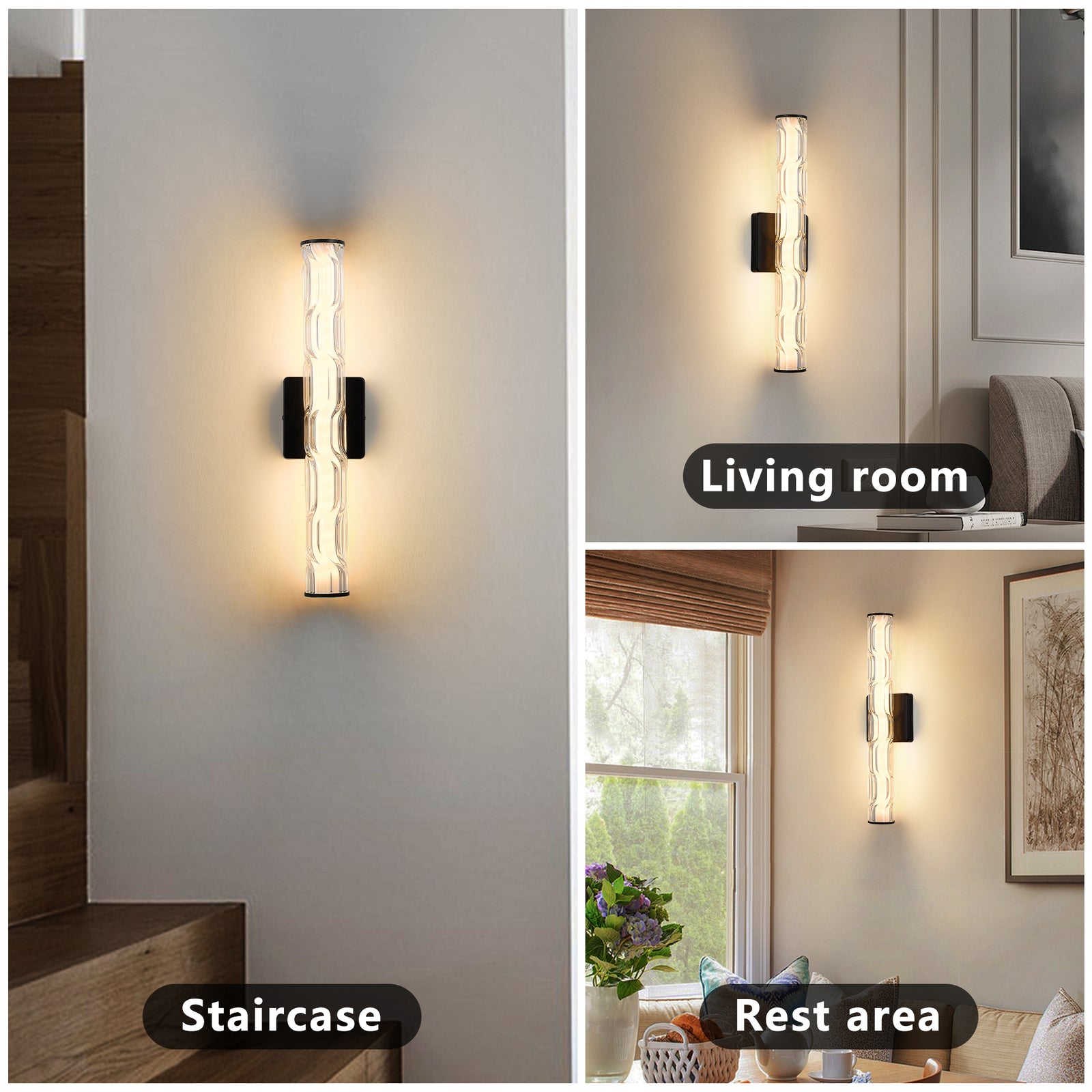 19.7-Inch Black Crystal Wall Sconce Set — Restaurant Dining — view 3