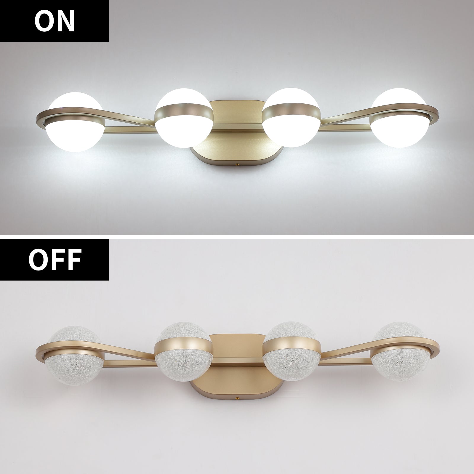 Gold 4-Light Crystal-Sand Vanity Wall Light — Restaurant Restroom — view 6