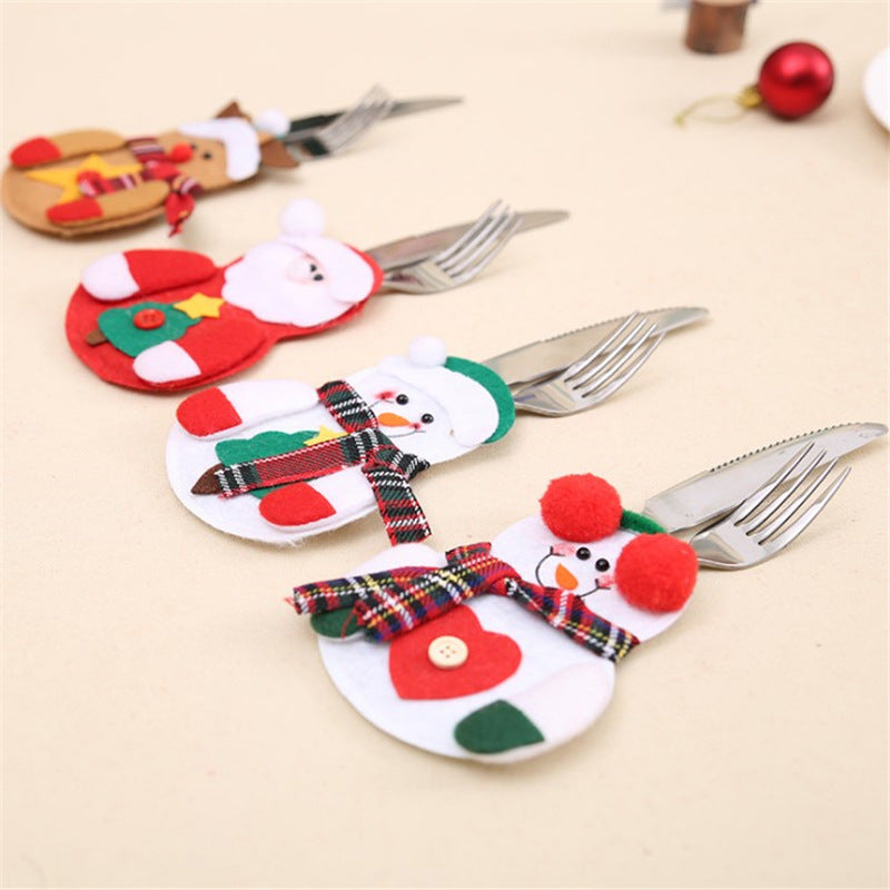 Christmas Decoration Restaurant Hotel Layout Pocket Fork Knife Cutlery Holder Santa Claus Fork Knife Gloves Bag Table Decor — view 3