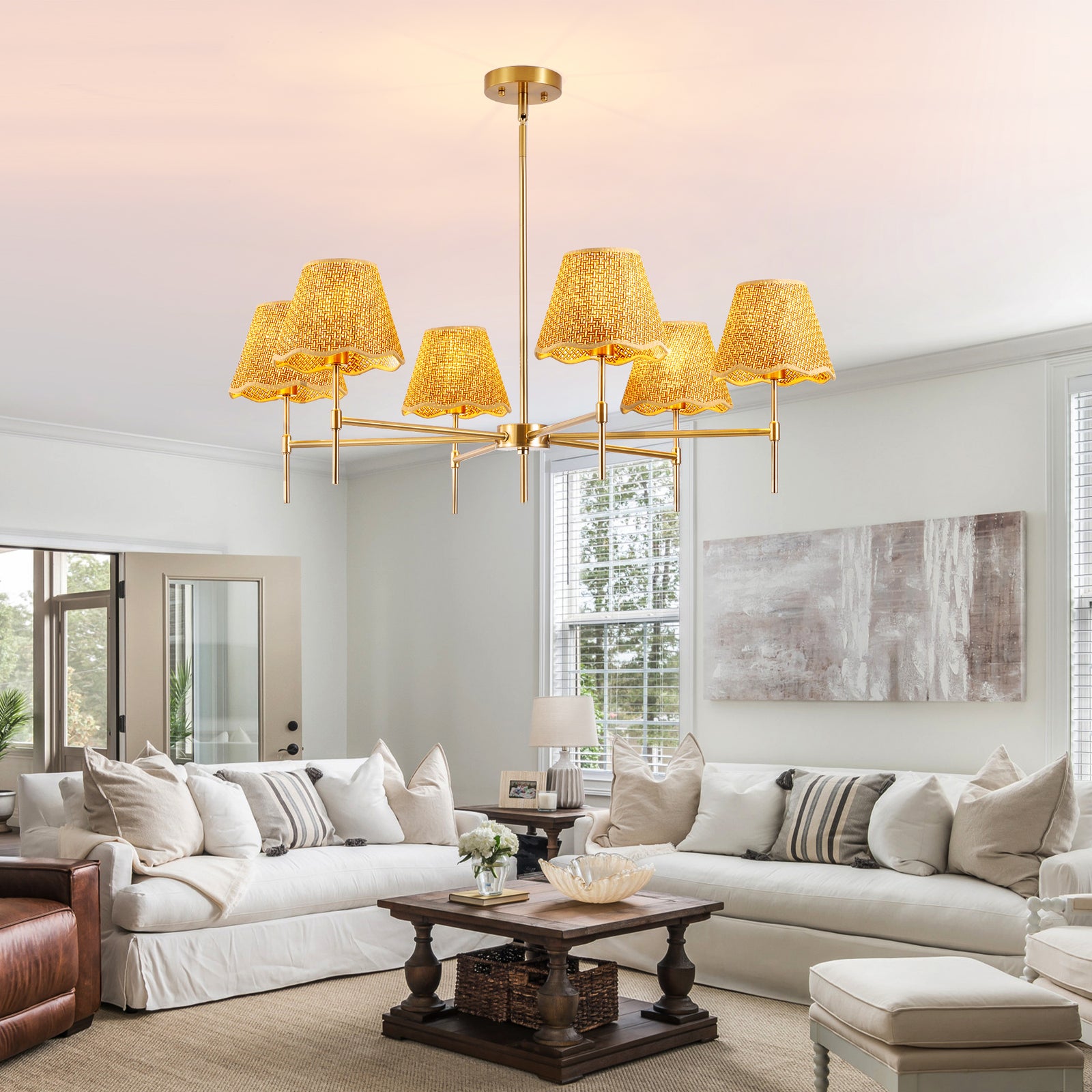 Boho Rattan 6-Light Chandelier for Restaurant Dining Rooms and Kitchen Islands — view 4