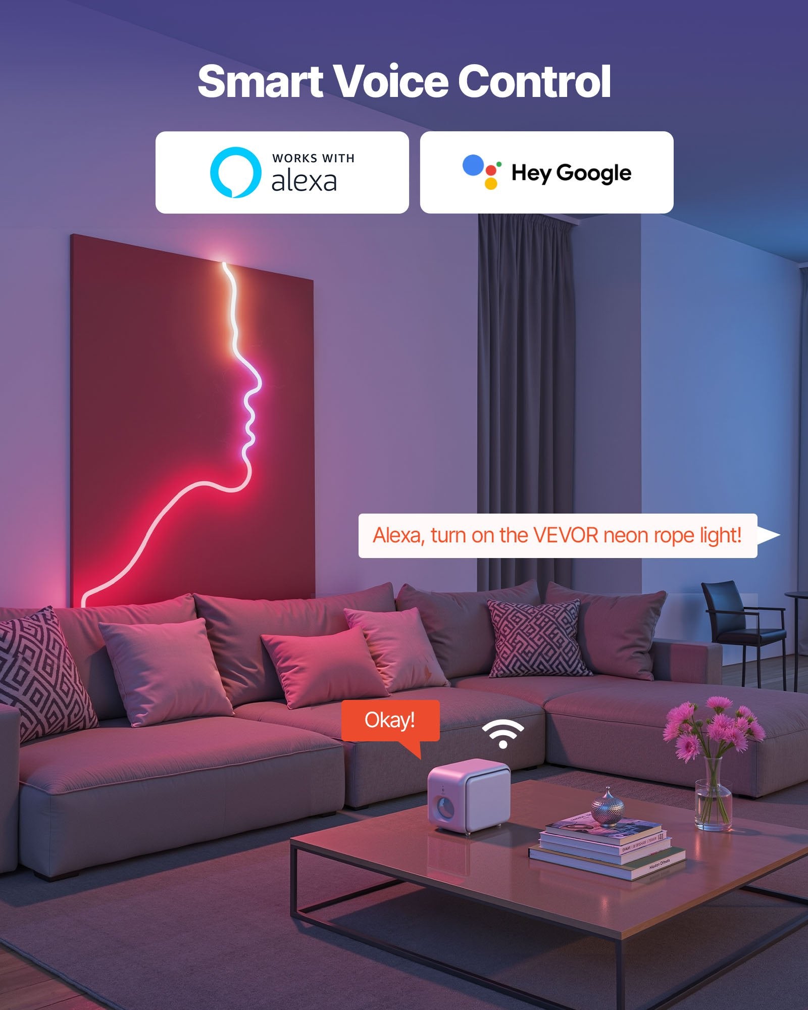 16.4ft RGB-IC Neon Rope Light — Restaurant Bar Accent — view 2