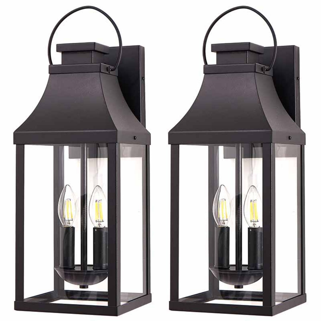 20-Inch Black Outdoor Wall Sconces — 2-Pack Restaurant Entry — view 3