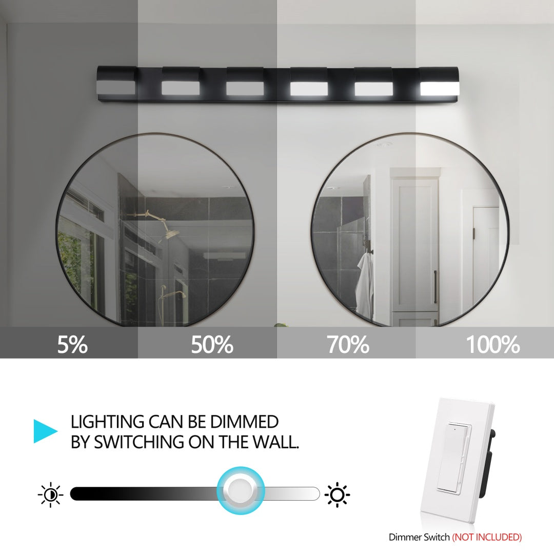 Modern White 6-Light LED Vanity Bar for Restaurant Restrooms and Mirrors — view 7