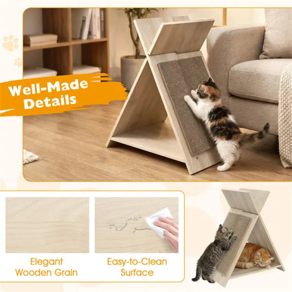 Multi-Functional Wooden Scratcher Lounge with Tunnel for Cat Cafés, Adoption Rooms, and Durable Play Corners — view 4