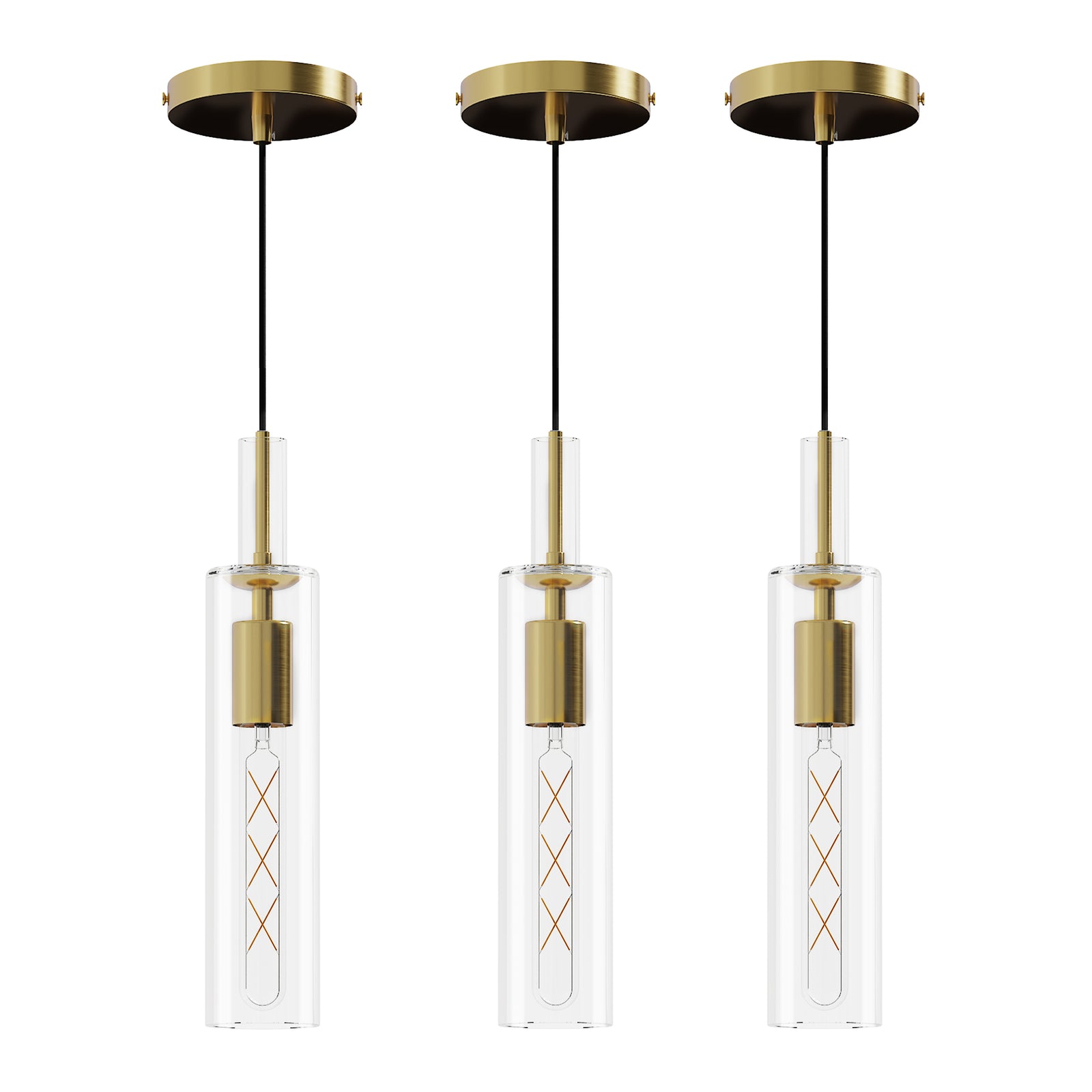 3-Pack Gold Pendant Lights with Clear Glass for Restaurant Dining Tables — view 5