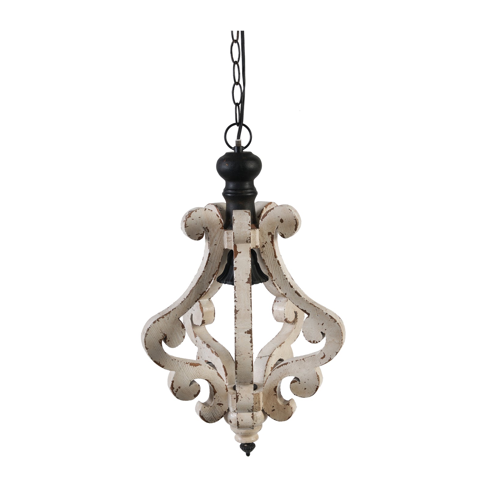 Antique Cream Wood Chandelier — 83-Inch Restaurant Dining Feature — view 10