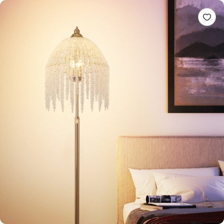 Gold Crystal Waterfall Floor Lamp — 3-Light Lounge Feature — view 4