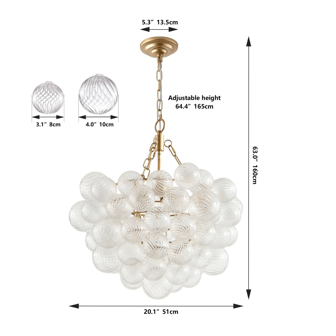 20-Inch Gold Pendant with Threaded Clear Glass Globe for Restaurant Dining Rooms — view 7