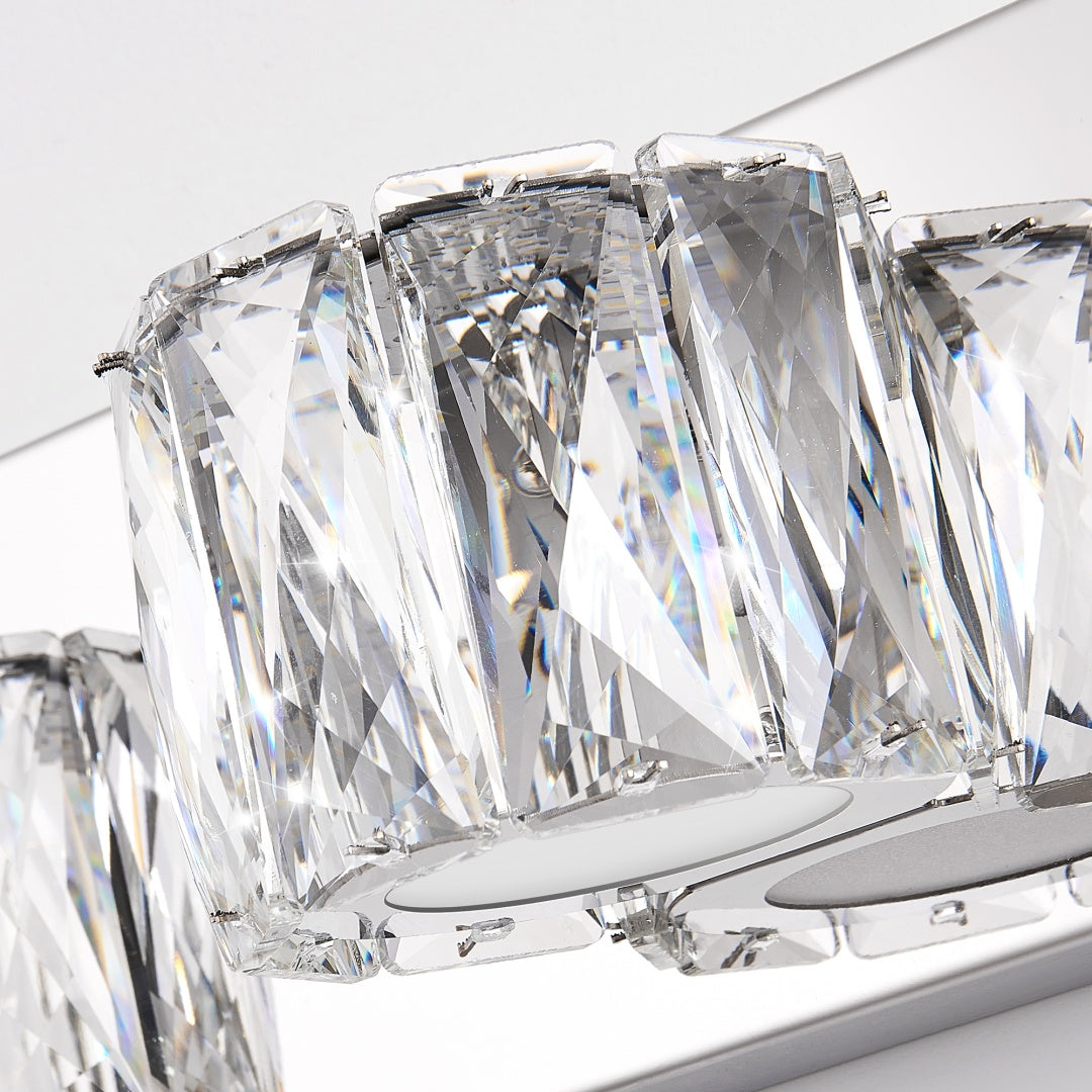 Chrome 5-Light LED Crystal Wall Sconce for Restaurant Restrooms and Hallways — view 2